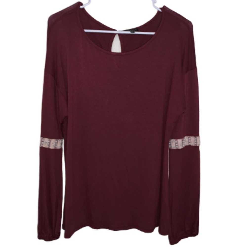 Women’s blouse, sequin on sleeve, Mauve, flair